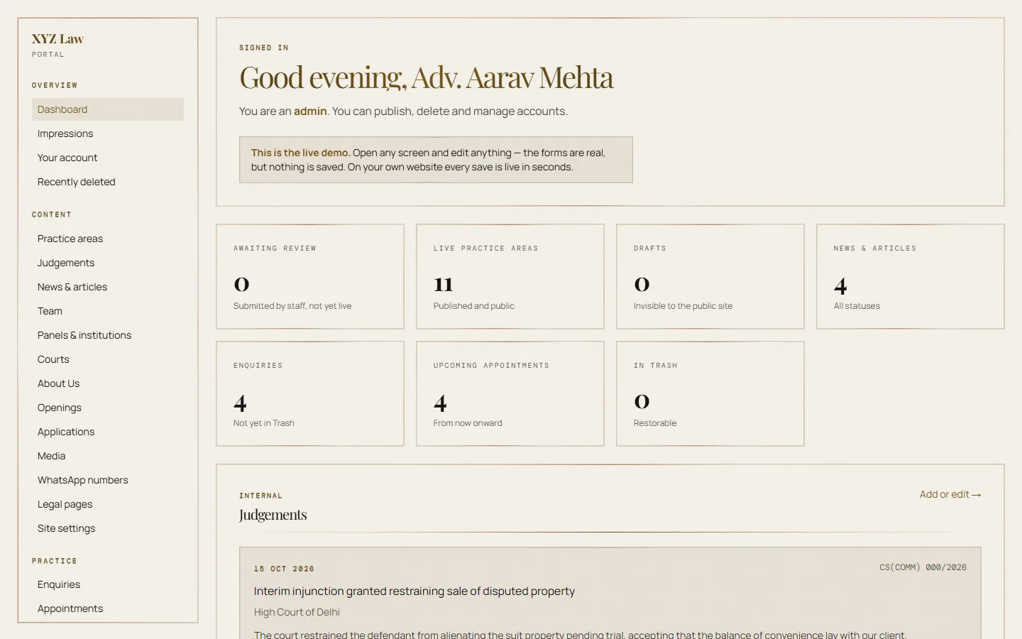The dashboard — what needs you today.
