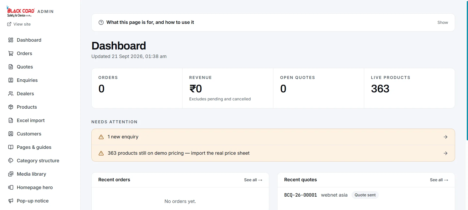 BlackCord — The admin dashboard