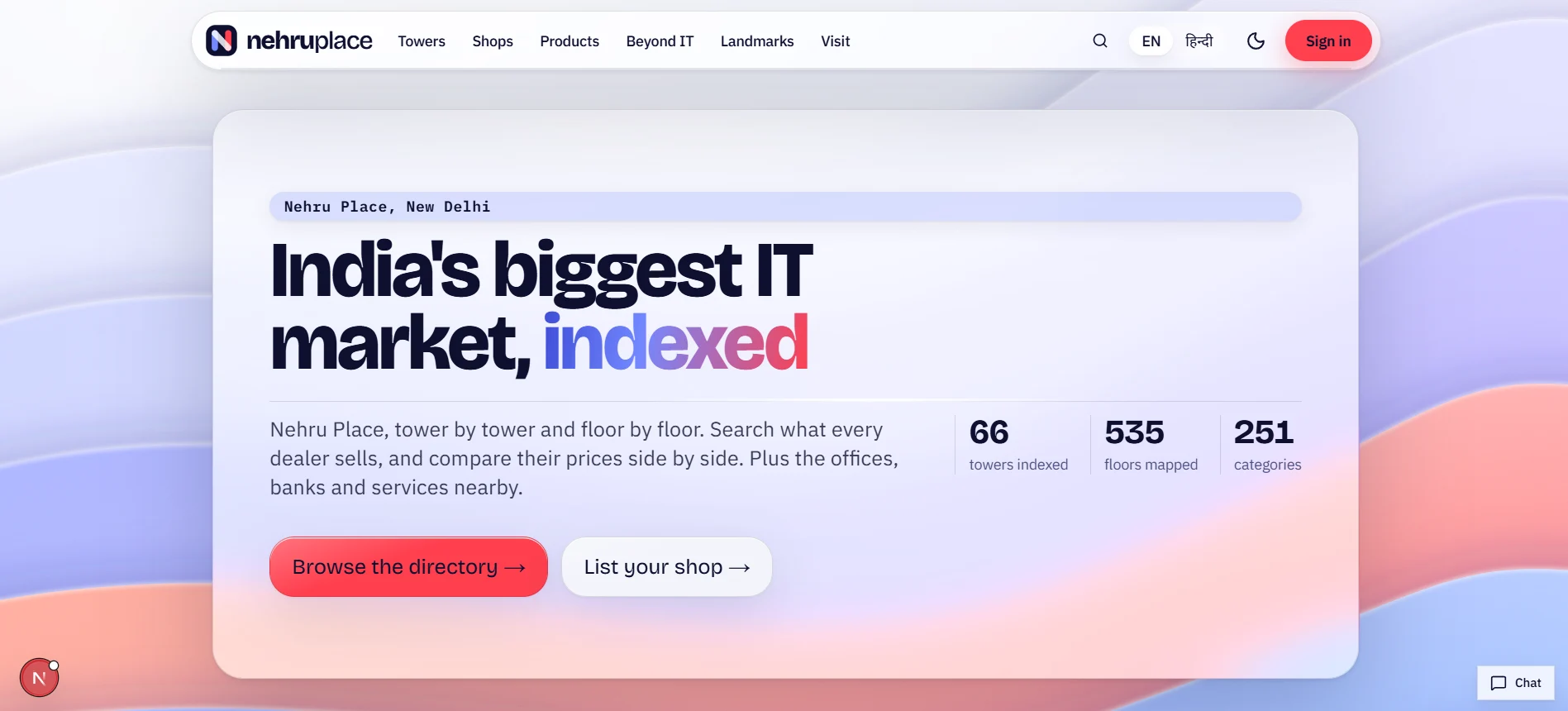 NehruPlace — The homepage