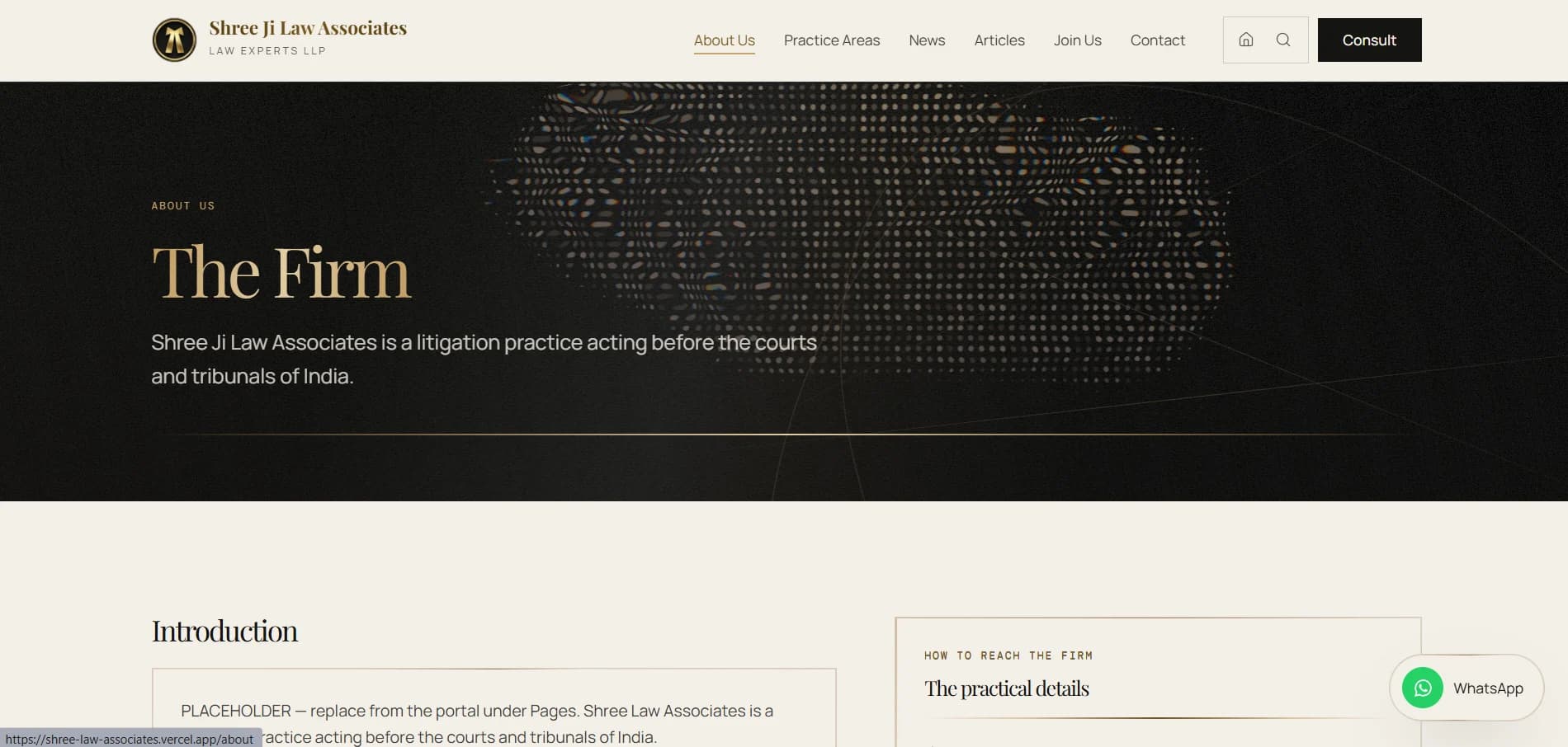 Shree Ji Law Associates — The about page