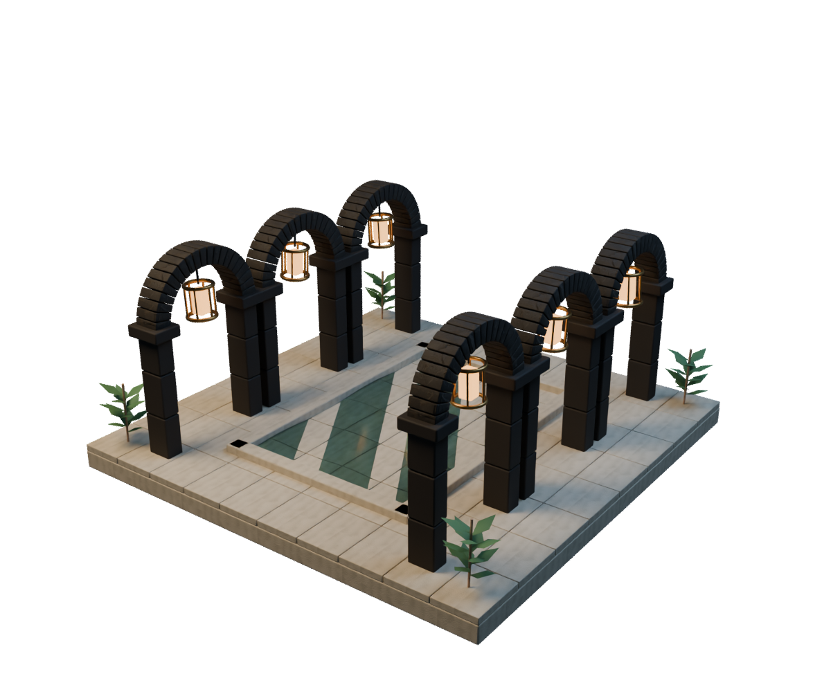Cloister (3D scene), a still from the 3D scene