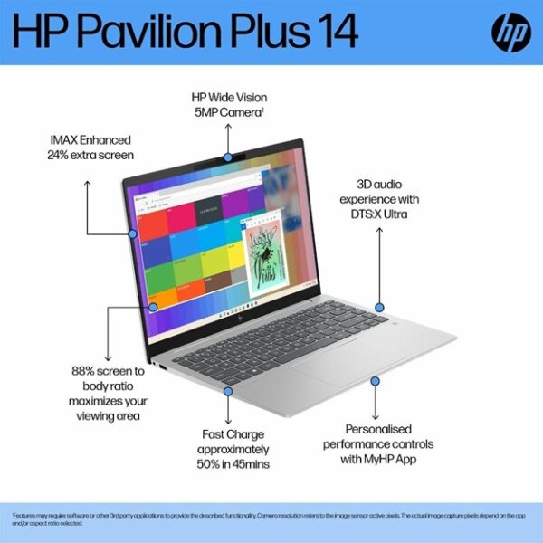 HP Pavilion Plus Laptop 14-ew0116TU, Silver - Image 5