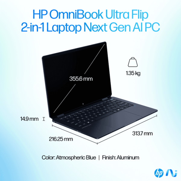 HP OmniBook Ultra Flip Laptop 14-fh0046TU, Atmospheric Blue - Image 9