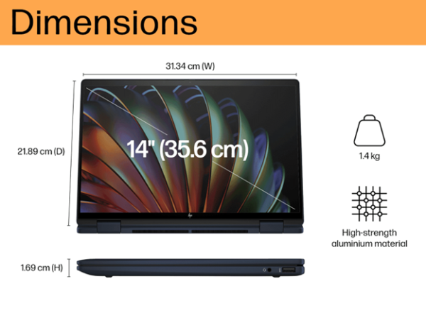 HP Envy x360 2-in-1 Laptop 14-fc0078TU, Blue - Image 3